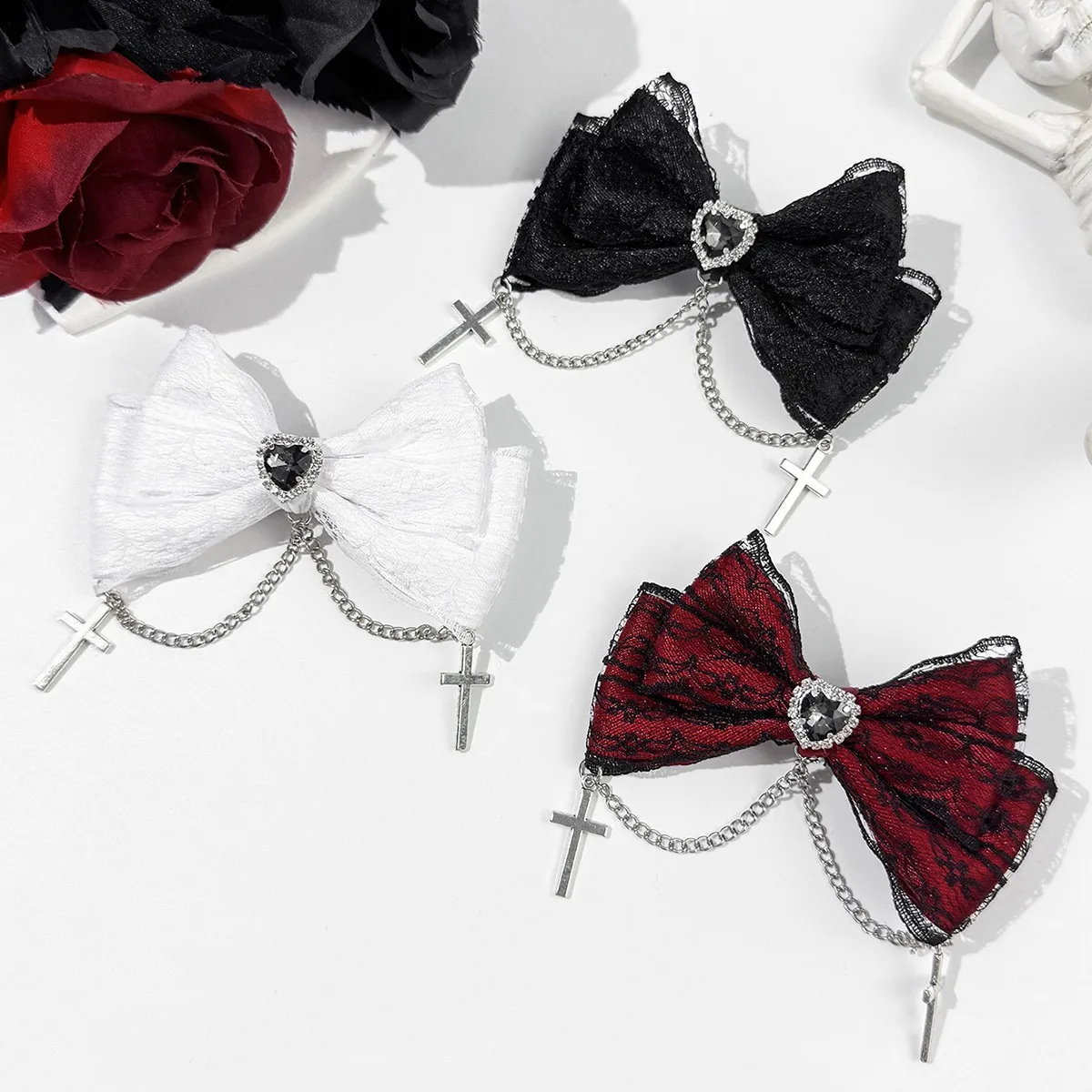 Gothic Style Bow Hair Clip Cosplay Black Wine Red Lace Alligator Barrette Sweet Cool Hair Accessories for Women
Gothic Style Bow Hair Clip Cosplay Black Wine Red Lace Alligator Barrette Sweet Cool Hair Accessories for Women