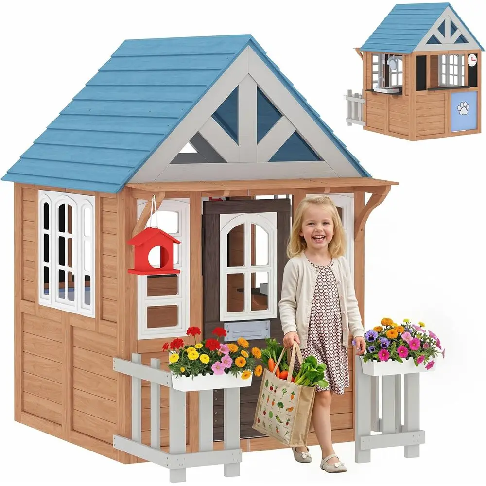 Qaba Outdoor Playhouse with Pet Door, Wooden Kids Playhouse with Play Kitchen, Mailbox, Door, Birdhouse, ence and Windows or Gar
Qaba Outdoor Playhouse with Pet Door, Wooden Kids Playhouse with Play Kitchen, Mailbox, Door, Birdhouse, ence and Windows or Gar