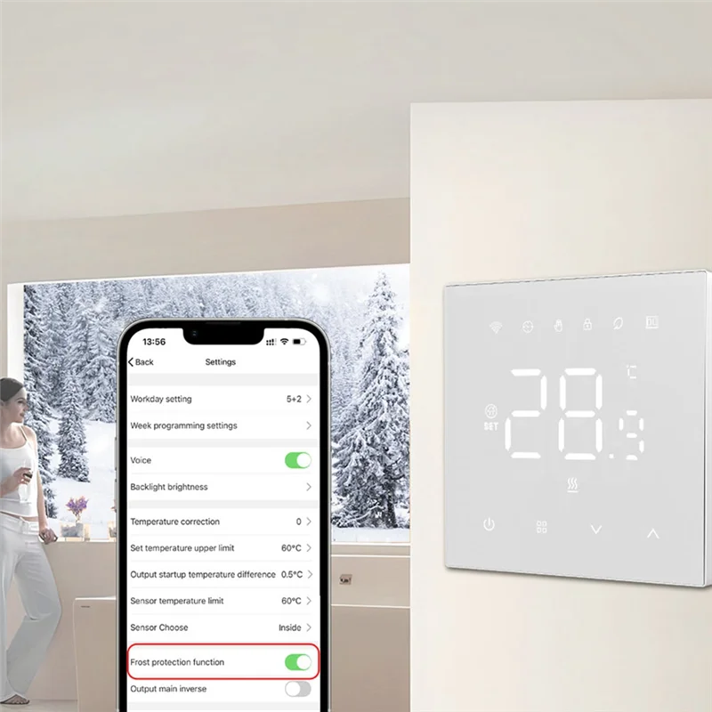 ABGR-Tuya умный Wi-Fi термостат для теплого пола, 220 В, 16 А, газовый котел, электрический регулятор температуры для дома, Alexa
ABGR-Tuya умный Wi-Fi термостат для теплого пола, 220 В, 16 А, газовый котел, электрический регулятор температуры для дома, Alexa