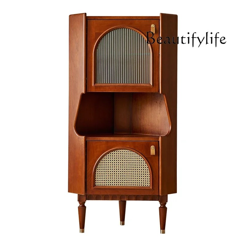 French retro solid wood rattan corner cabinet living room American light luxury bedroom chest corner rack
French retro solid wood rattan corner cabinet living room American light luxury bedroom chest corner rack