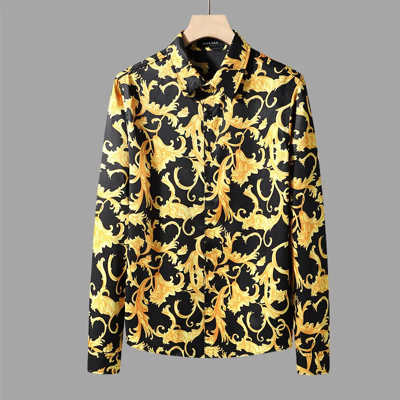 High-end European-style shirt - black base with gold accents, luxurious and sophisticated banquet and business men's blouse
High-end European-style shirt - black base with gold accents, luxurious and sophisticated banquet and business men's blouse