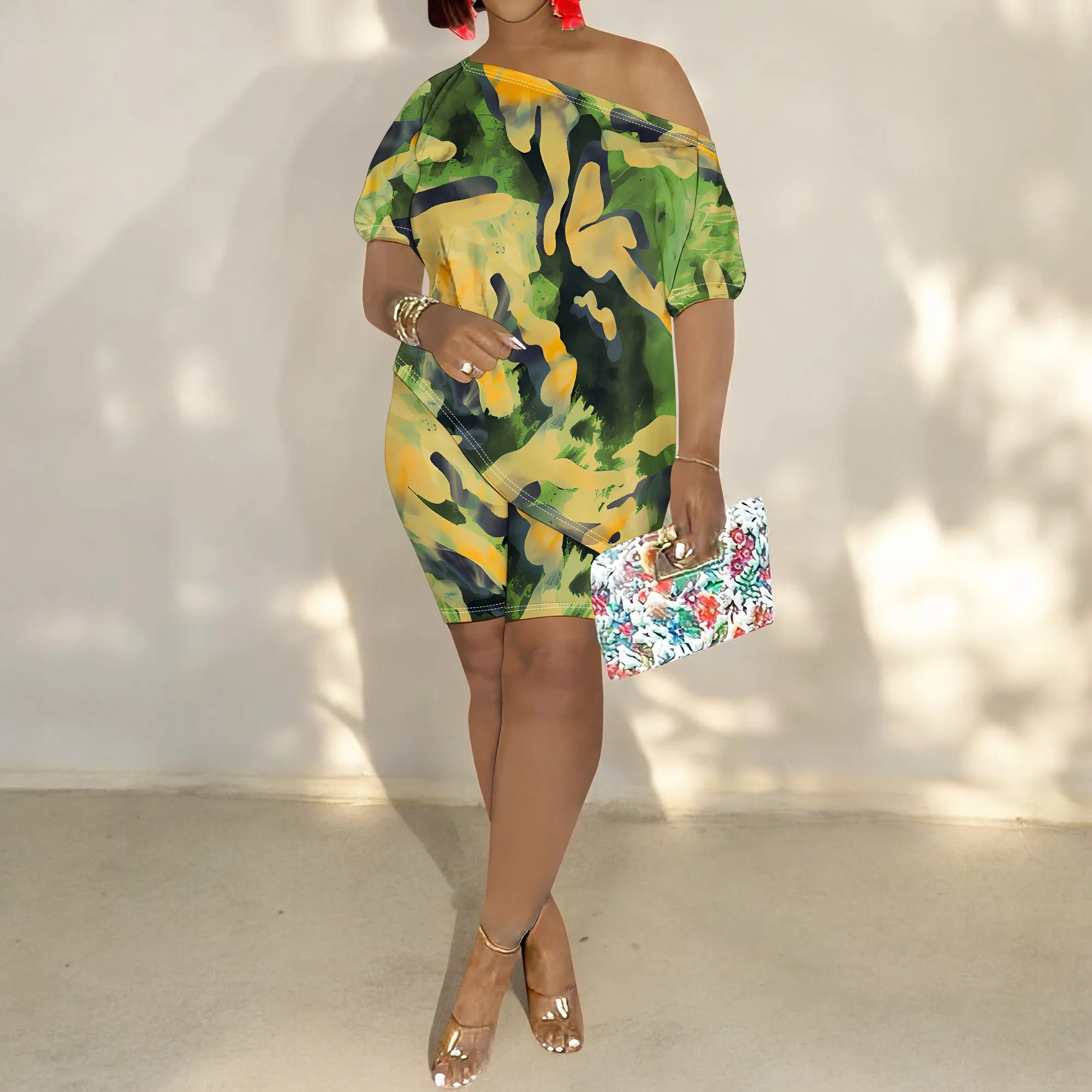 Women Casual Floral Print 2 Piece Outfits Jumpsuits Short Sleeve Irregular Top Bodycon Short Leg Pants Set Tracksuits
Women Casual Floral Print 2 Piece Outfits Jumpsuits Short Sleeve Irregular Top Bodycon Short Leg Pants Set Tracksuits