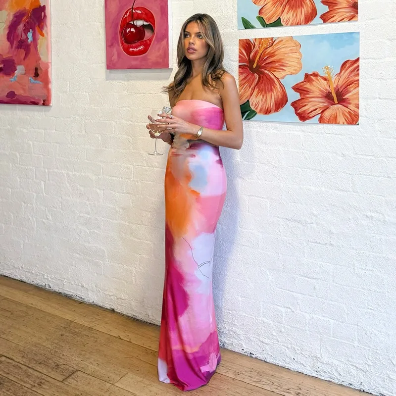 Summer New Women'S Floral Print Strapless One Neck Cinched Waist Slimming Tight Dress
Summer New Women'S Floral Print Strapless One Neck Cinched Waist Slimming Tight Dress