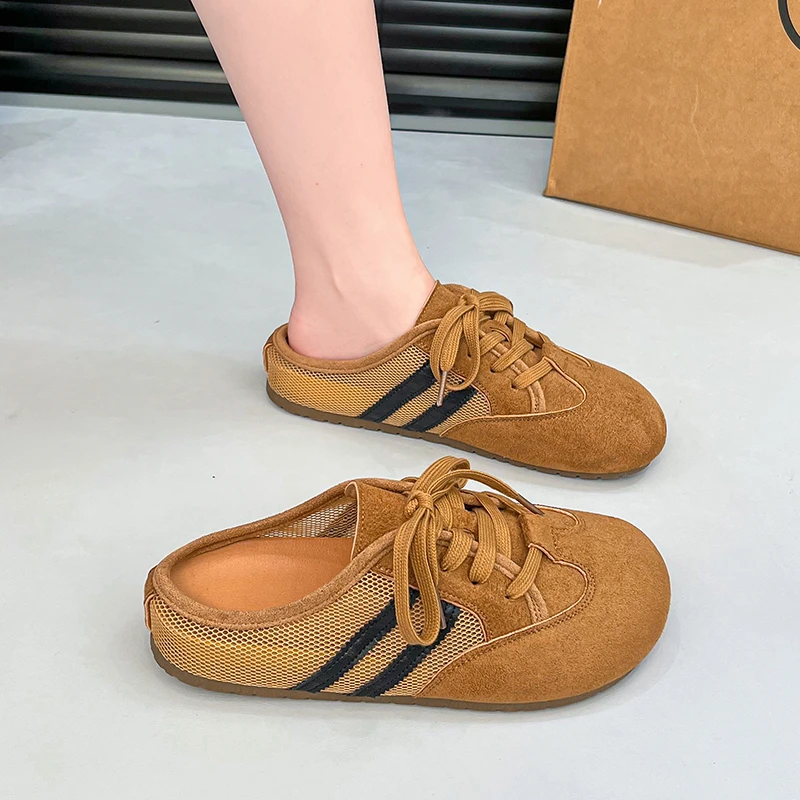 Summer Women's Half Slippers Breathable Mesh Suede Flat Muler Slippers Outdoor Casual Flats Woman Designer Shoes Zapatos Mujer
Summer Women's Half Slippers Breathable Mesh Suede Flat Muler Slippers Outdoor Casual Flats Woman Designer Shoes Zapatos Mujer