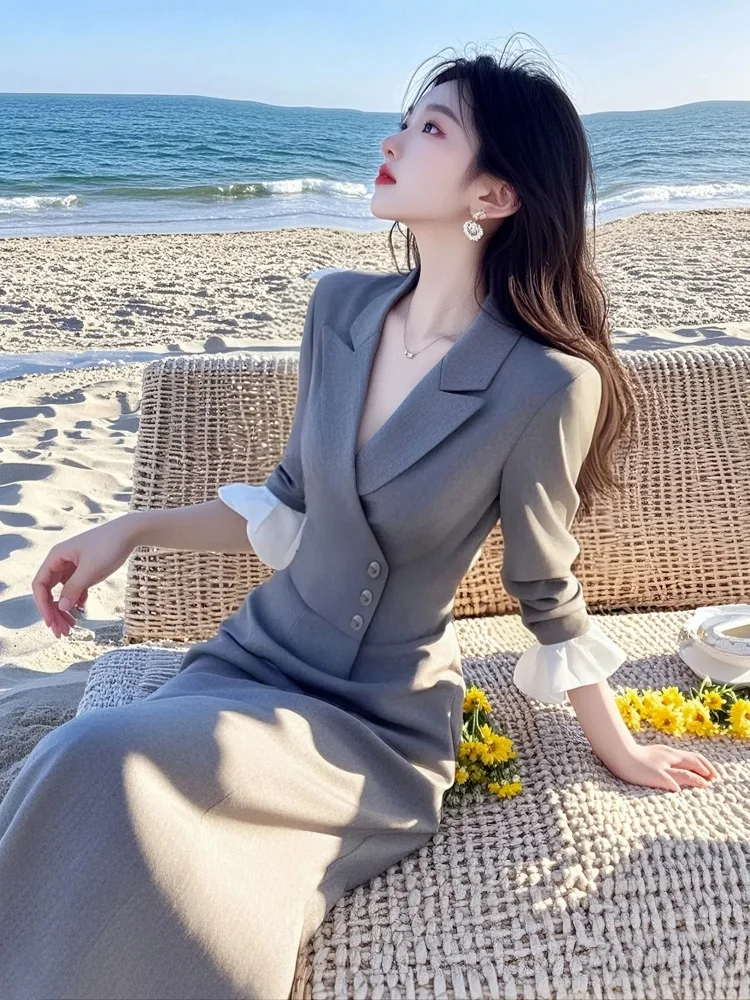 Ele ey Suit Dr Women's Faion Lightweight Luxury Sle Spring New High Waist A-Line Skirt Long Sve Office Wear
Ele ey Suit Dr Women's Faion Lightweight Luxury Sle Spring New High Waist A-Line Skirt Long Sve Office Wear