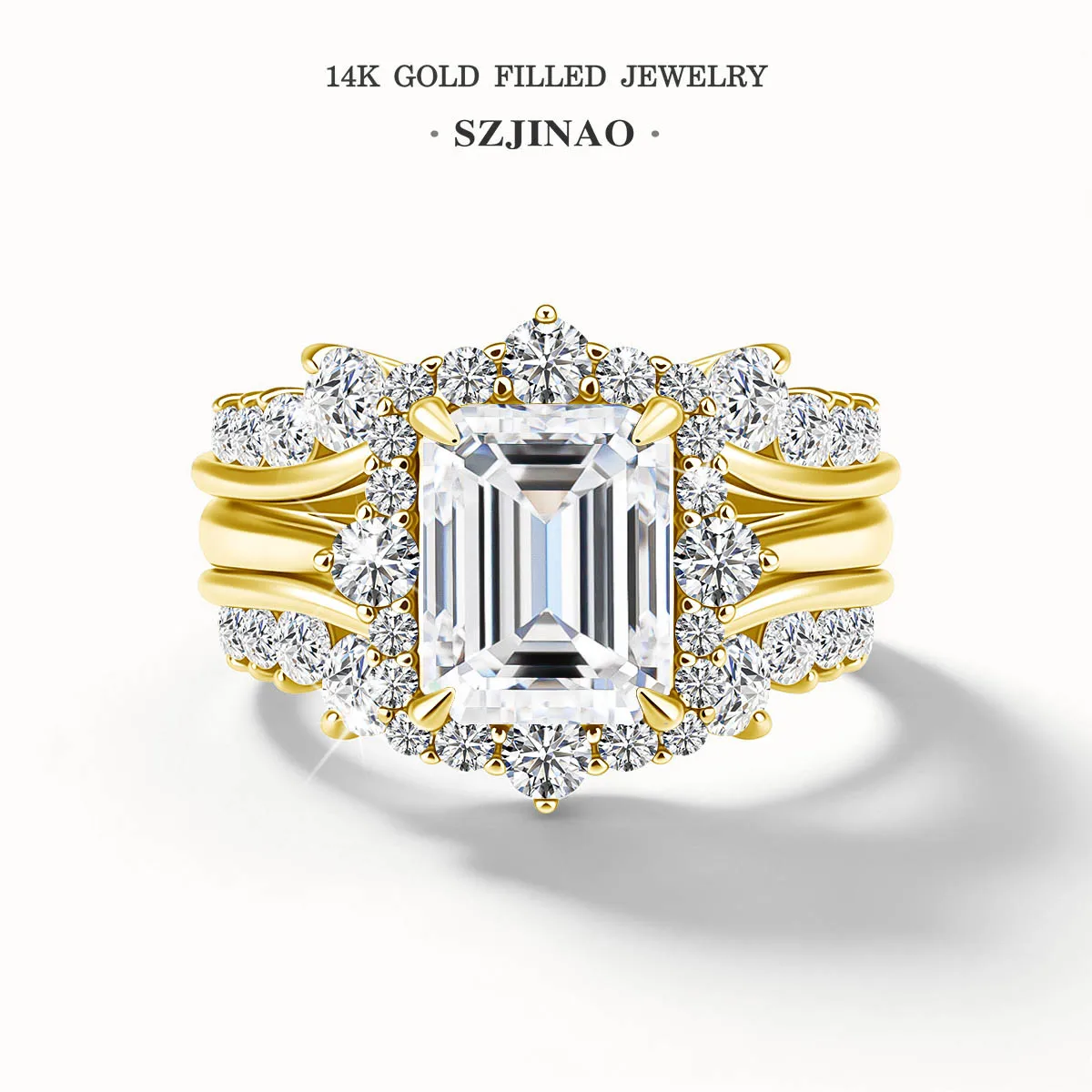 Набор колец из цельного золота 14K с муассанитом изумрудной огранки 3 карата, Au585, роскошное обручальное кольцо для женщин, свадебный подарок, ювелирные изделия
Набор колец из цельного золота 14K с муассанитом изумрудной огранки 3 карата, Au585, роскошное обручальное кольцо для женщин, свадебный подарок, ювелирные изделия