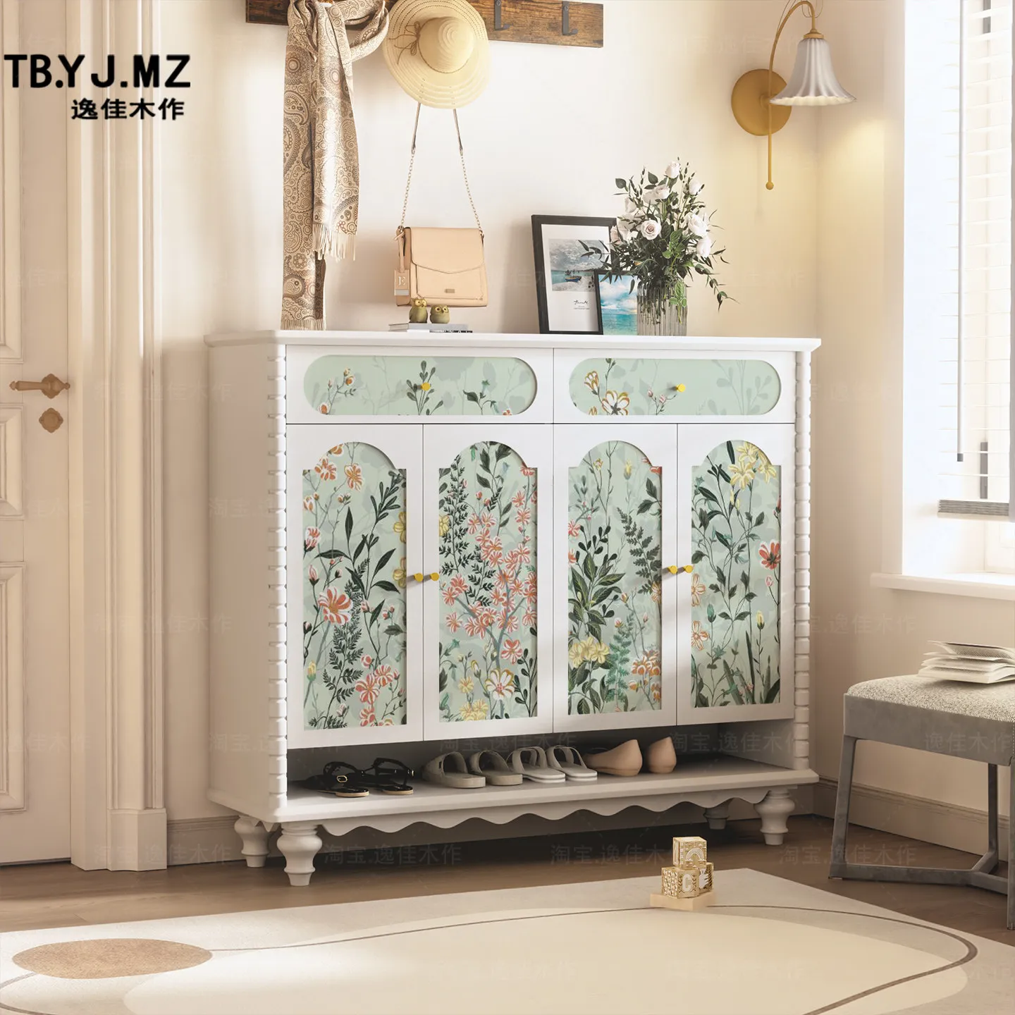 PYJ French retro style solid wood door door opening large capacity shoe cabinet
PYJ French retro style solid wood door door opening large capacity shoe cabinet