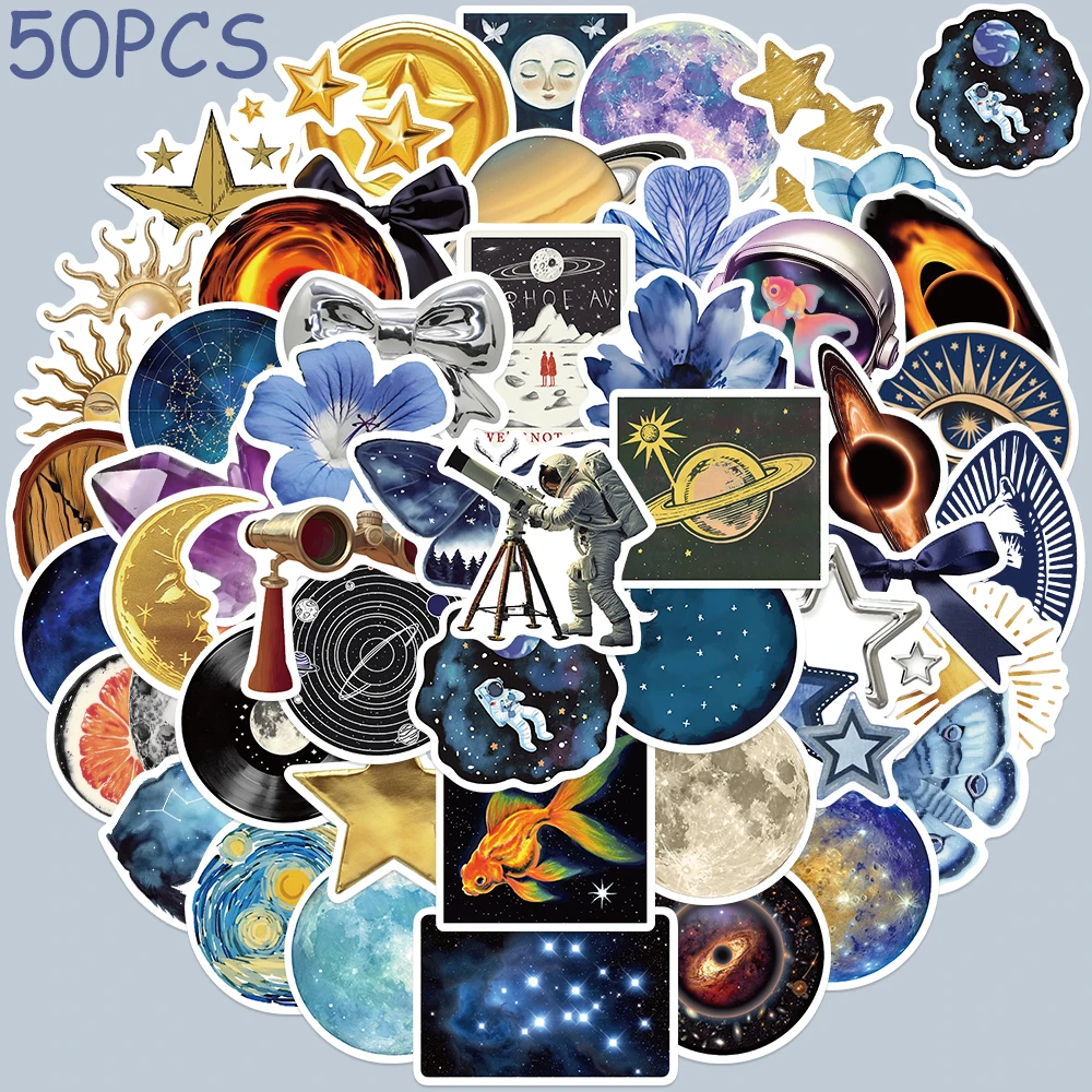50pcs Universe Planet Moon Star Stickers Decals For Laptop Notebook Suitcase Skateboard Guitar DIY Aesthetic Waterproof Stickers
50pcs Universe Planet Moon Star Stickers Decals For Laptop Notebook Suitcase Skateboard Guitar DIY Aesthetic Waterproof Stickers