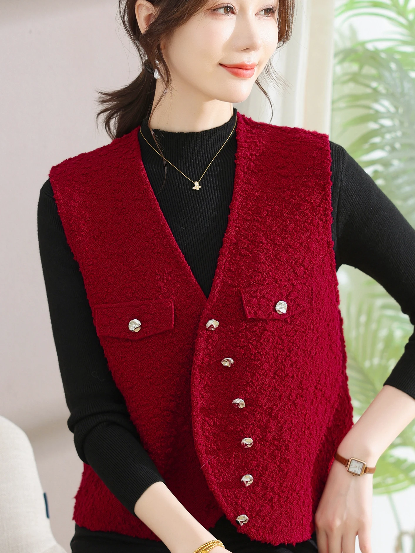 Модный вязаный жилет для женщин среднего возраста и ли, красный многослойный свитер на пуговицах, повседневный дышащий свободный крой, круглый Ne
Модный вязаный жилет для женщин среднего возраста и ли, красный многослойный свитер на пуговицах, повседневный дышащий свободный крой, круглый Ne