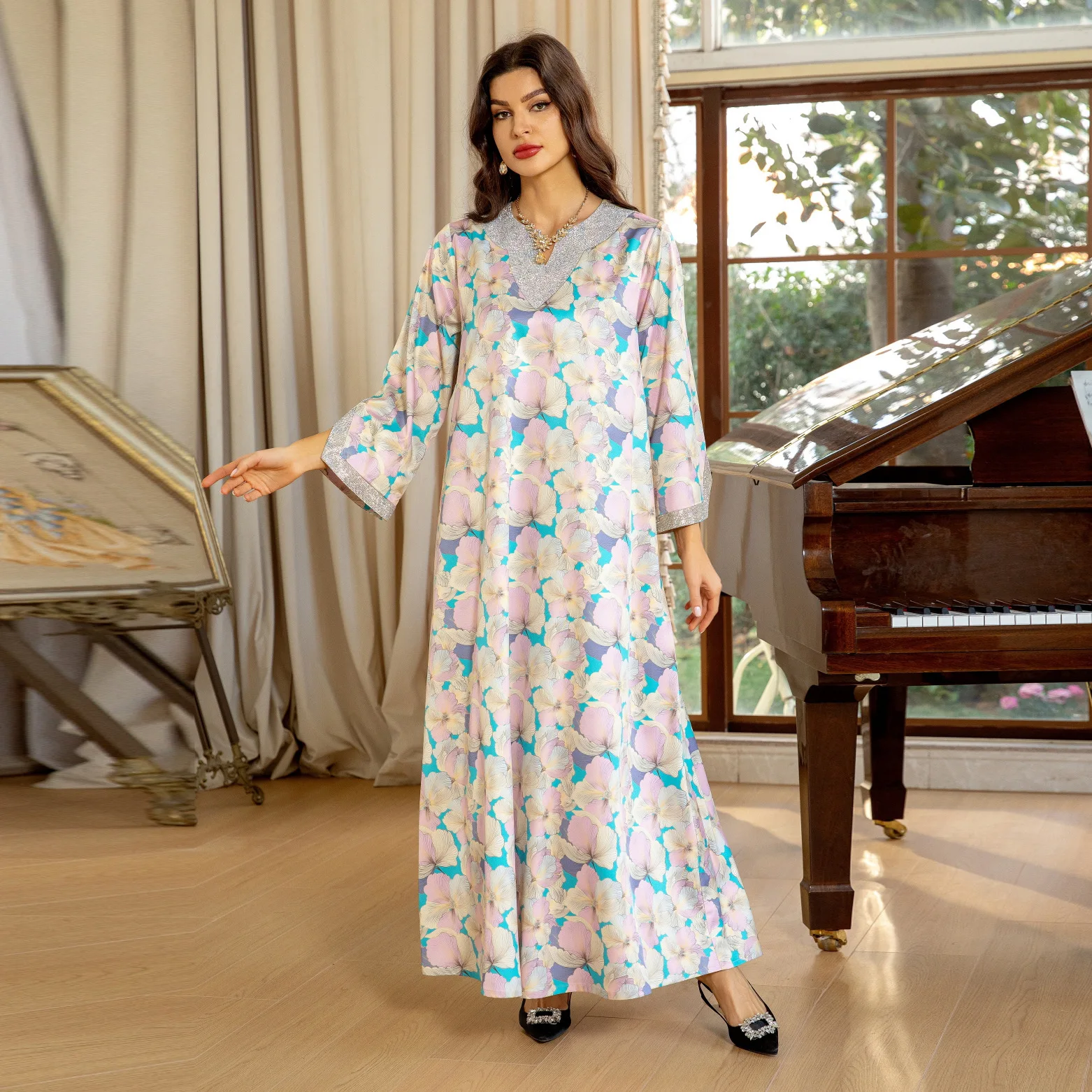 Ab383 Fashionable Printed Lady Clothes Long Dress Lady Clothes Pullover Dress Robe Abaya Ramadan Dubai Luxury Islam Elegant
Ab383 Fashionable Printed Lady Clothes Long Dress Lady Clothes Pullover Dress Robe Abaya Ramadan Dubai Luxury Islam Elegant