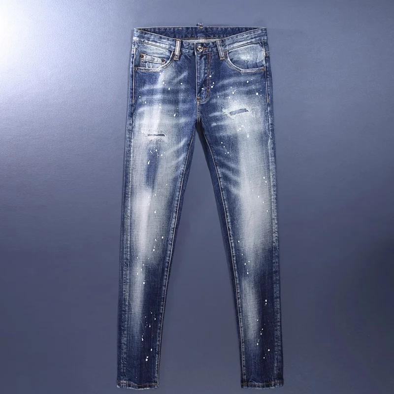 Street Fashion Men Jeans Retro Washed Blue Stretch Slim Fit Painted Ripped Jeans Men Brand Designer Vintage Denim Pants Hombre
Street Fashion Men Jeans Retro Washed Blue Stretch Slim Fit Painted Ripped Jeans Men Brand Designer Vintage Denim Pants Hombre