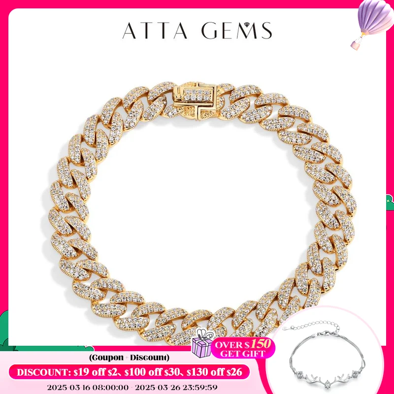ATTAGEMS S925 Silver Moissanite Cuba Chain for Man Women 18K Gold Plated Full D VVS1 Color Tennis Bracelets Top Quality Jewelry
ATTAGEMS S925 Silver Moissanite Cuba Chain for Man Women 18K Gold Plated Full D VVS1 Color Tennis Bracelets Top Quality Jewelry