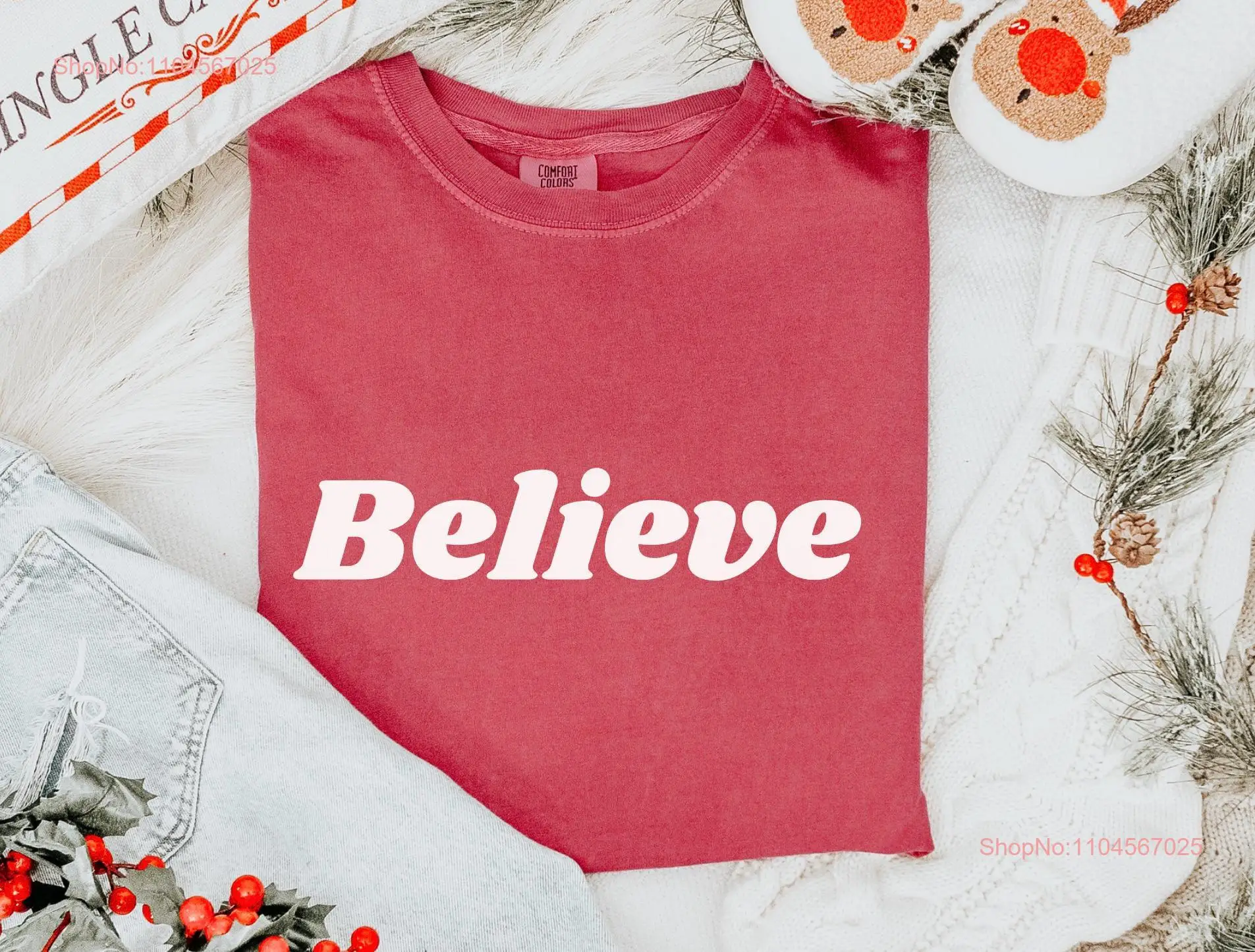 Рождественская футболка Believe Comfort Colors Party Минималистичный длинный или короткий рукав
Рождественская футболка Believe Comfort Colors Party Минималистичный длинный или короткий рукав