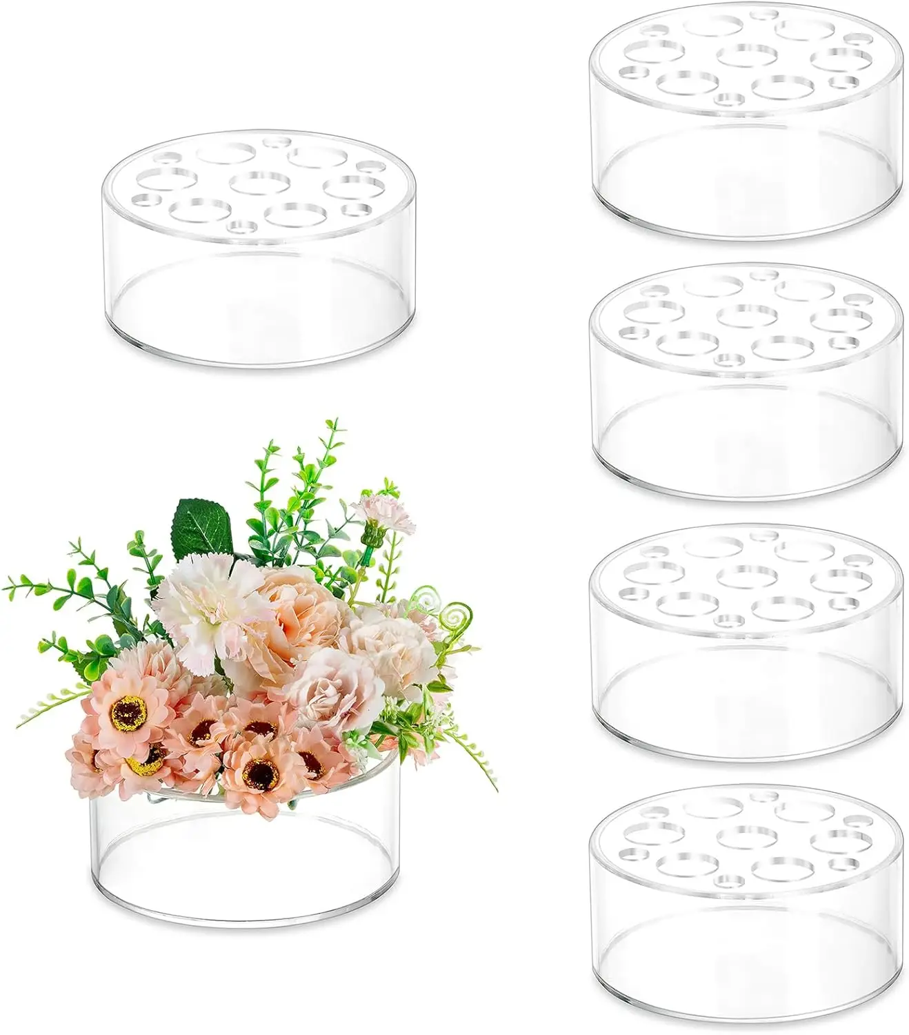 Acrylic Flower Vases for Centerpieces Round 6pcs Short Clear Floral Vase with 13 Holes, Box Arranger Bulk Low Base Holde
Acrylic Flower Vases for Centerpieces Round 6pcs Short Clear Floral Vase with 13 Holes, Box Arranger Bulk Low Base Holde