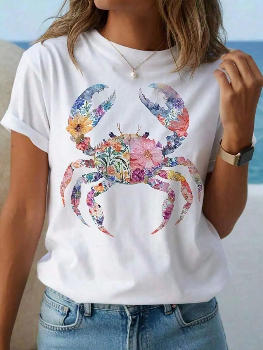 Floral Crab Print Womens Summer T-Shirt Round Neck Short Sleeve Casual Tee
Floral Crab Print Womens Summer T-Shirt Round Neck Short Sleeve Casual Tee