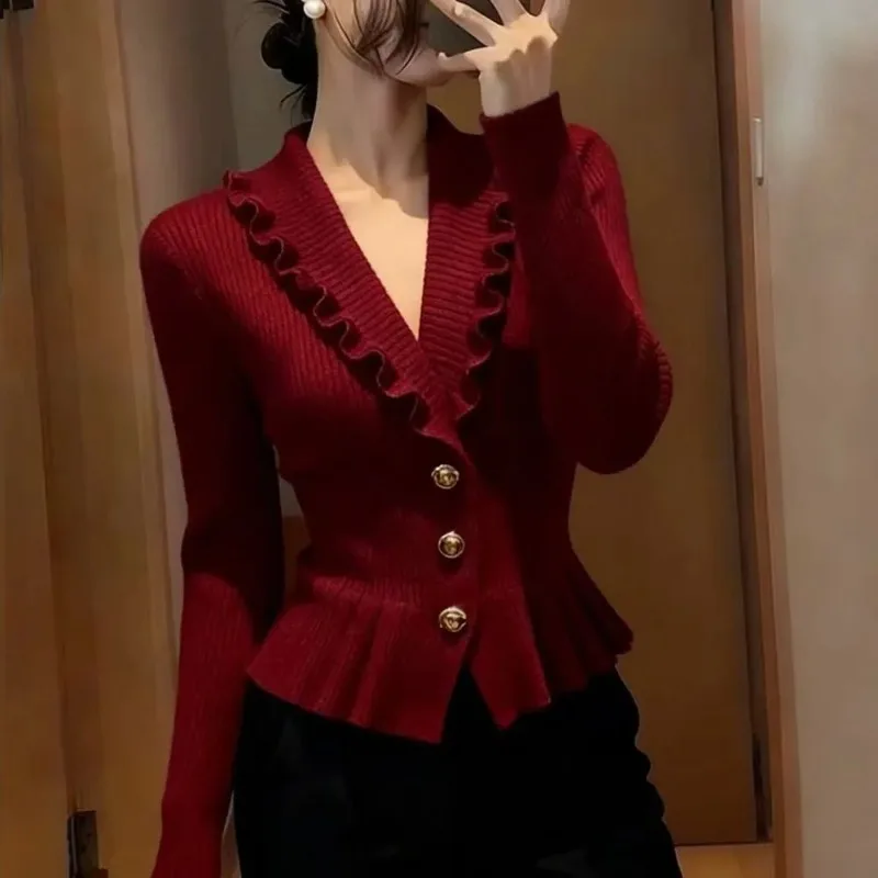Women's Knitting Pullover Sweater 2026 Autumn Winter V-neck High-end Ladies Bottoming Shirt Fashion Beautiful Femme Jumper
Women's Knitting Pullover Sweater 2026 Autumn Winter V-neck High-end Ladies Bottoming Shirt Fashion Beautiful Femme Jumper