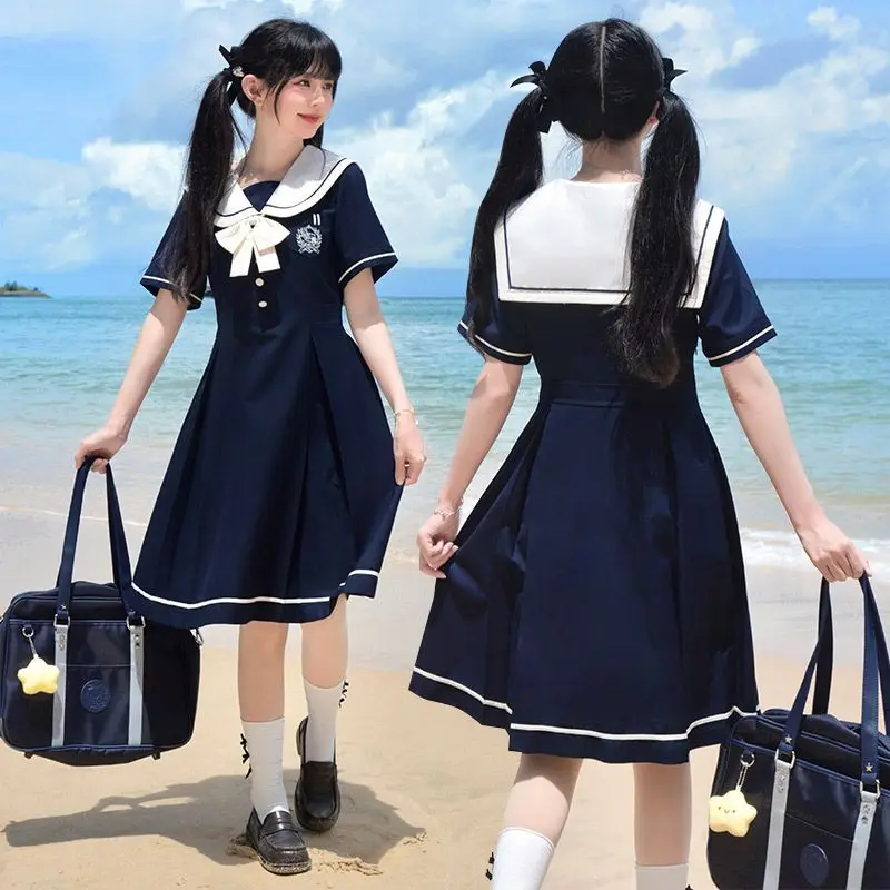 MAGOGO Japanese Sweet College Style Waist Dress Summer Student Navy Collar Short Sleeve Pleated Dress Bow JK Sailors Uniform
MAGOGO Japanese Sweet College Style Waist Dress Summer Student Navy Collar Short Sleeve Pleated Dress Bow JK Sailors Uniform