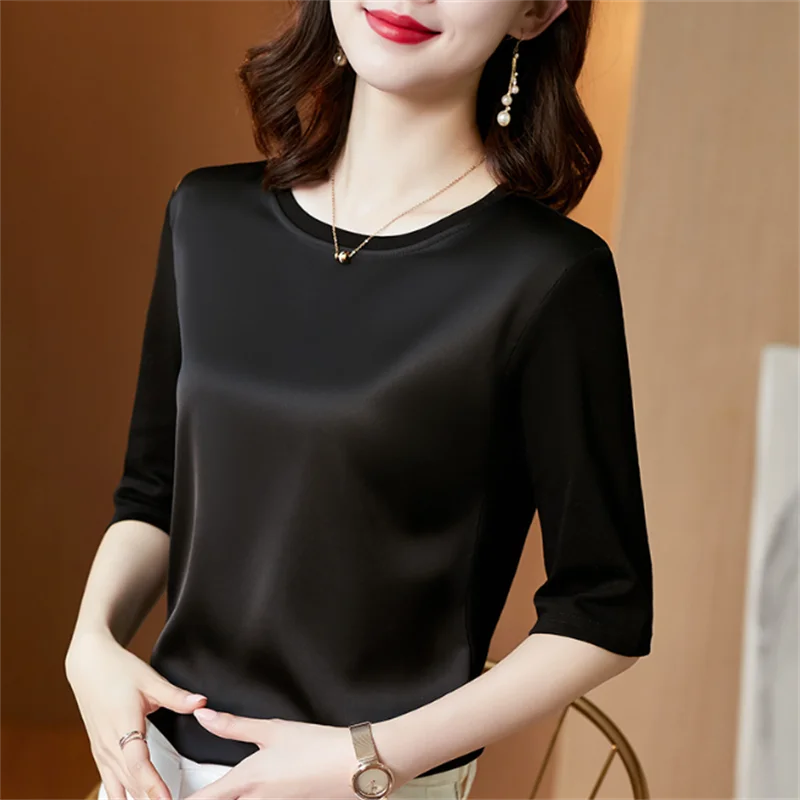 Summer Tshirt For Women Three-quarter Sleeve Tops Round Neck Base T-shirt Fashionable Blous Versatile Woman Clothing T-shirt
Summer Tshirt For Women Three-quarter Sleeve Tops Round Neck Base T-shirt Fashionable Blous Versatile Woman Clothing T-shirt