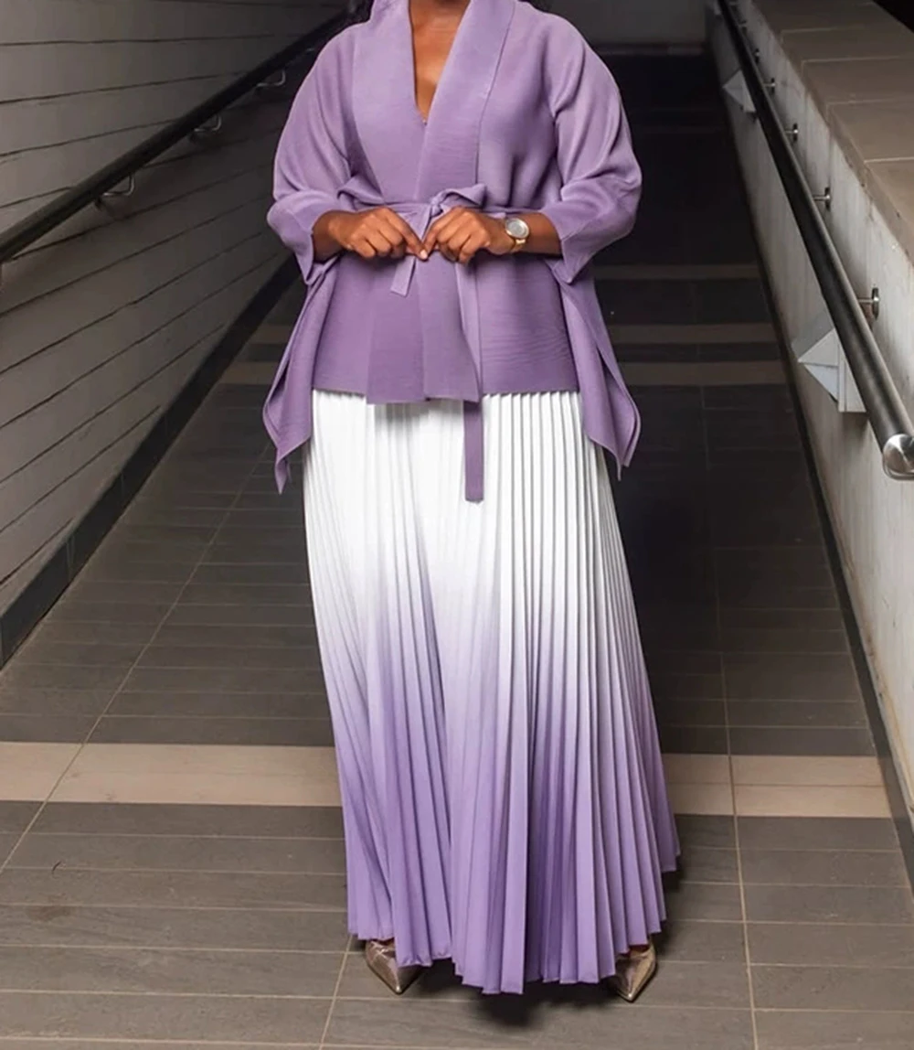 Plus size skirt suit for women summer slim two piece long skirt pleated top pleated skirt-GZXX1022
Plus size skirt suit for women summer slim two piece long skirt pleated top pleated skirt-GZXX1022