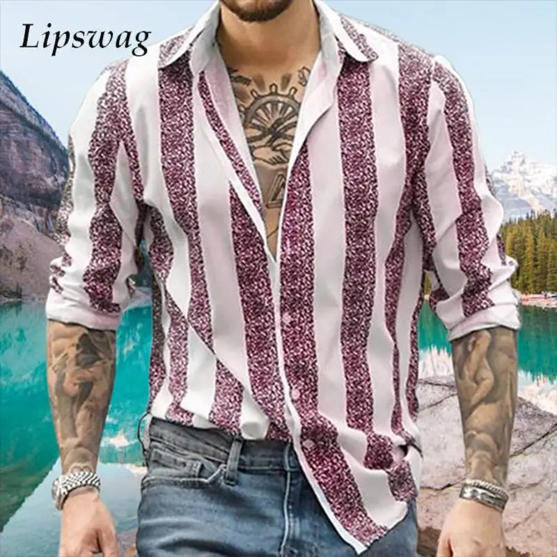 Spring Fall Fashion Striped Print Shirt Tops Mens Casual Long Sleeve Cardigan Tops Vintage Turn-down Collar Button-up Shirts
Spring Fall Fashion Striped Print Shirt Tops Mens Casual Long Sleeve Cardigan Tops Vintage Turn-down Collar Button-up Shirts