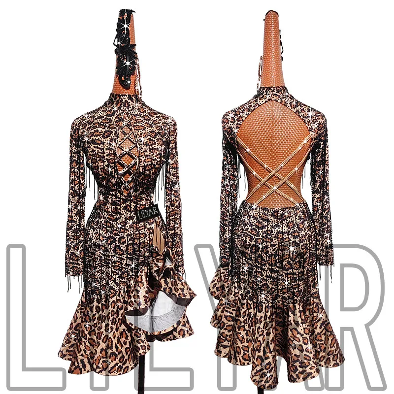 New Latin Dance Competition Performance Art Test Leopard Print European Pearl Tube Long Sleeve Sexy Dance Dress
New Latin Dance Competition Performance Art Test Leopard Print European Pearl Tube Long Sleeve Sexy Dance Dress