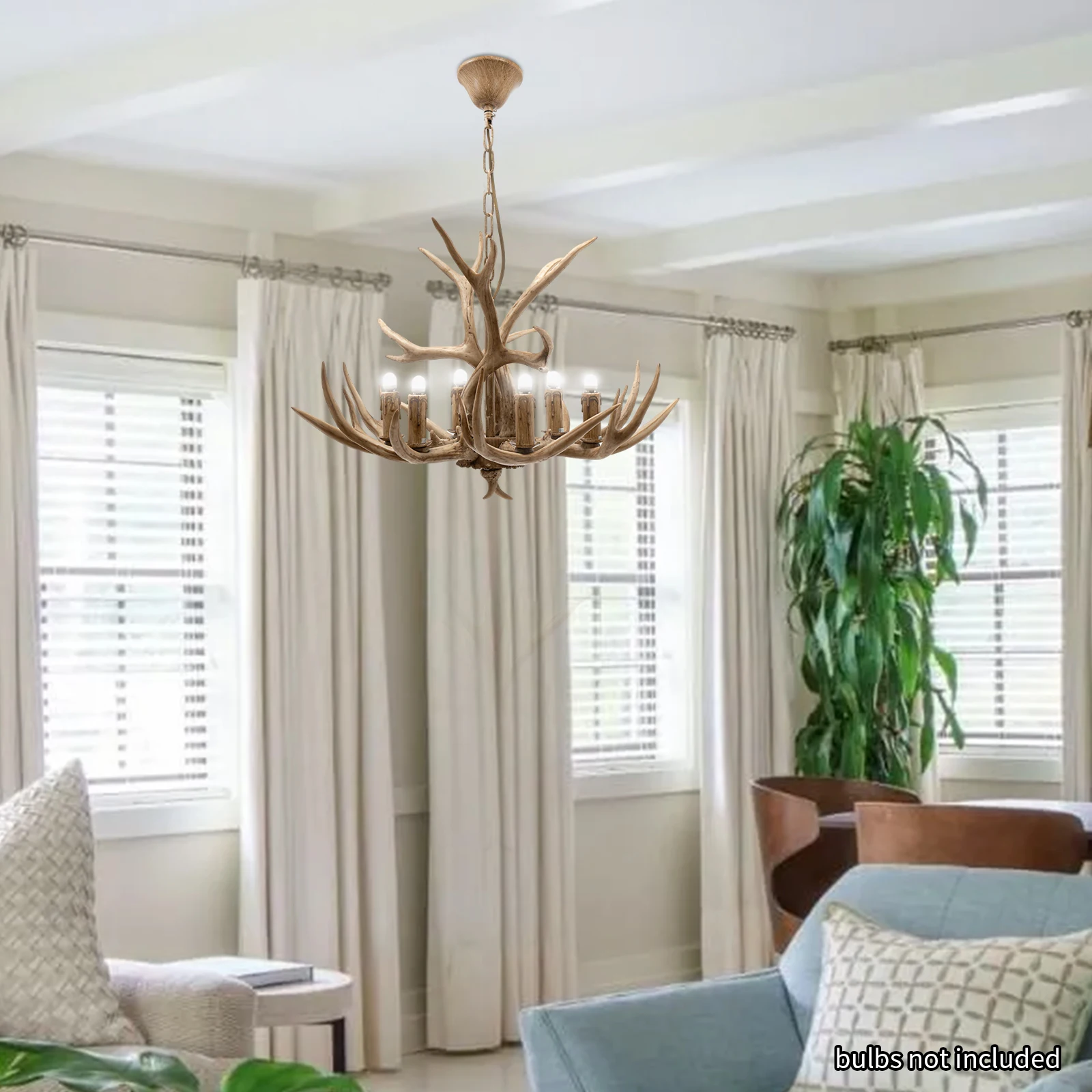 Vintage Deer Antler Chandelier Light Fixture - 6-Light Large Brown Resin Ceiling Light with Antler For Bars, Aisles, Foyers
Vintage Deer Antler Chandelier Light Fixture - 6-Light Large Brown Resin Ceiling Light with Antler For Bars, Aisles, Foyers