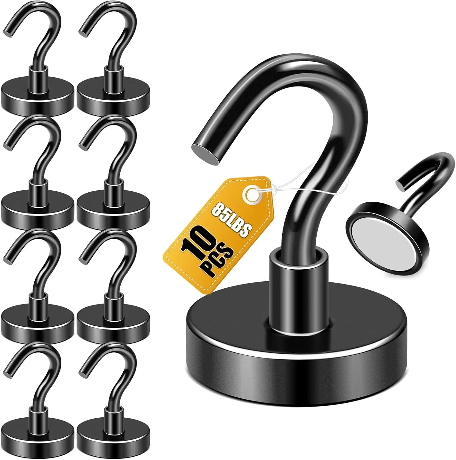 Magnetic Garage Hooks 10 Pack 85lbs Heavy Duty Strong Magnets for Cruise Cabin Ship Essentials, Fridge, Wall Mount, Kitchen Grills Black
Magnetic Garage Hooks 10 Pack 85lbs Heavy Duty Strong Magnets for Cruise Cabin Ship Essentials, Fridge, Wall Mount, Kitchen Grills Black