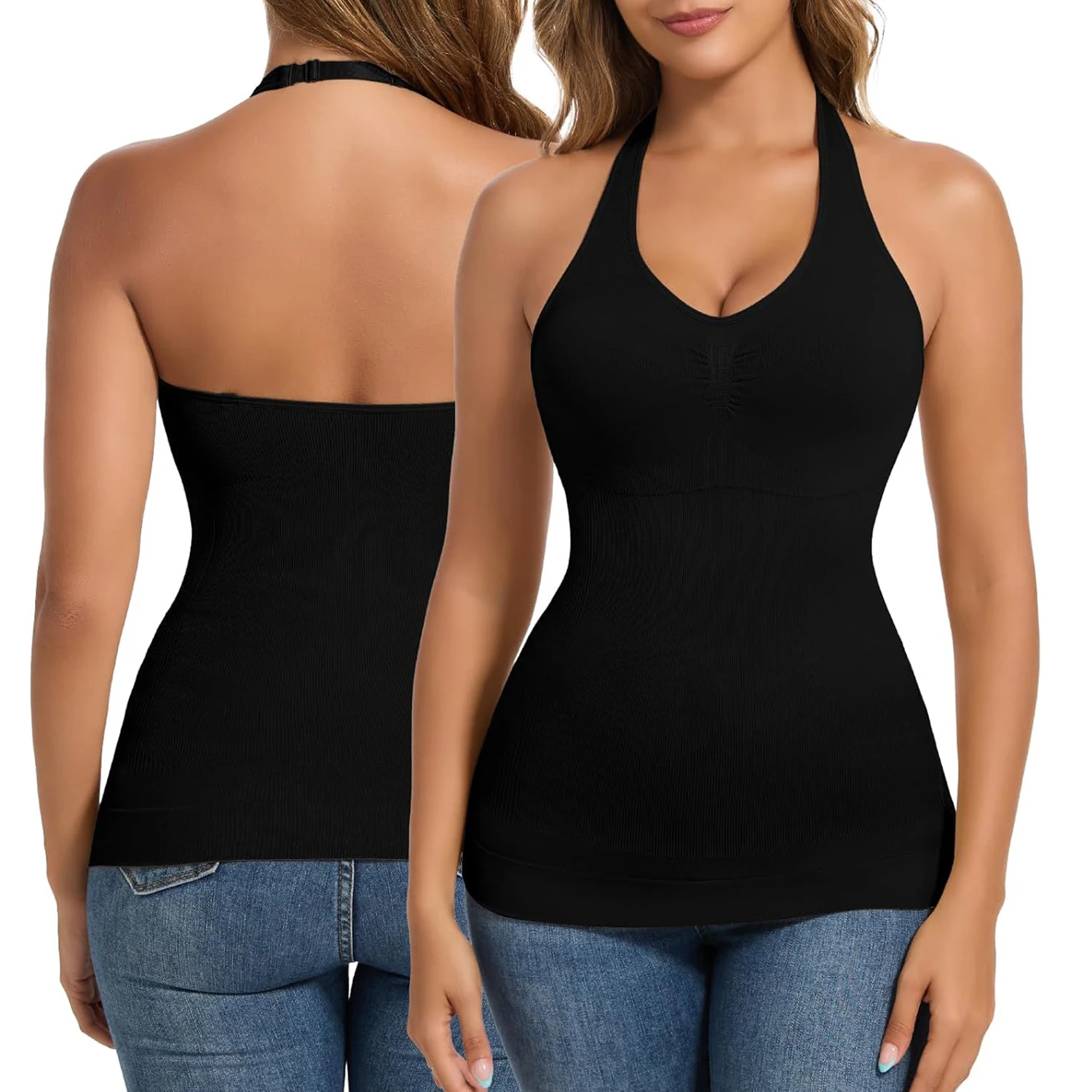 Halter Neck Slimming Vest for Women Abdomen Control Shaping Top with Built-in Chest Pads Elastic Sling for Daily Wear Outfits
Halter Neck Slimming Vest for Women Abdomen Control Shaping Top with Built-in Chest Pads Elastic Sling for Daily Wear Outfits