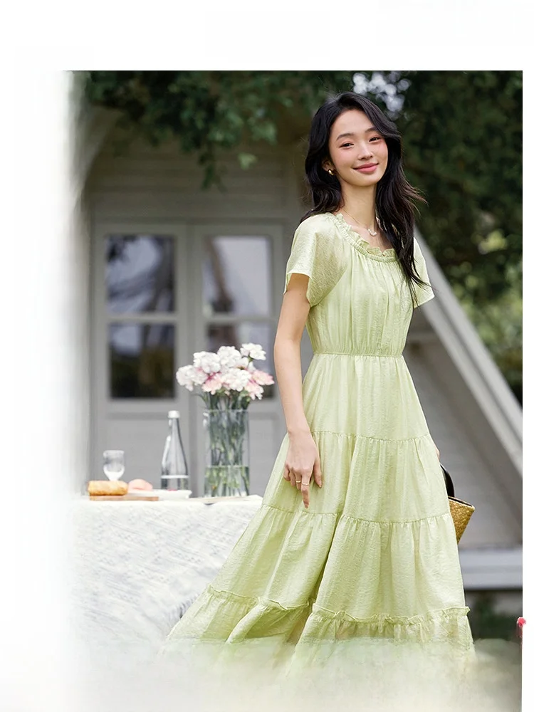 Elegant Light Green Women's Dress Summer New Loose U-Neck Long Skirt Gauze Skirt Breathable Comfortable Fabric Short S...
Elegant Light Green Women's Dress Summer New Loose U-Neck Long Skirt Gauze Skirt Breathable Comfortable Fabric Short S...