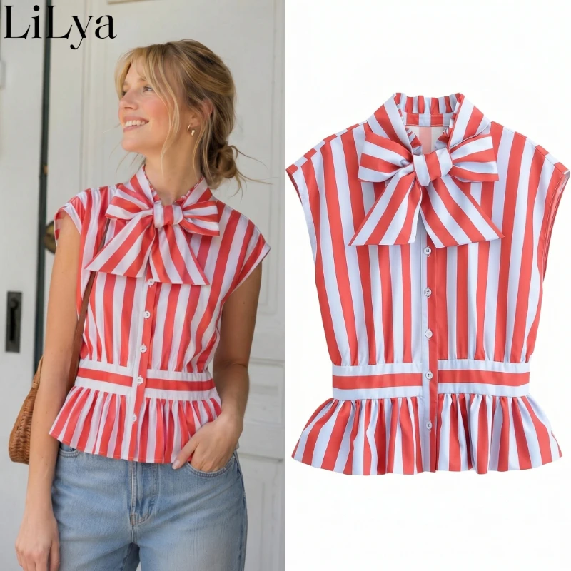 Elegant Fashion Women Blouse 2026 Summer New Arrival French Asymmetrical Bow Striped Daily Office Commute Shirt Woman Lady Top
Elegant Fashion Women Blouse 2026 Summer New Arrival French Asymmetrical Bow Striped Daily Office Commute Shirt Woman Lady Top