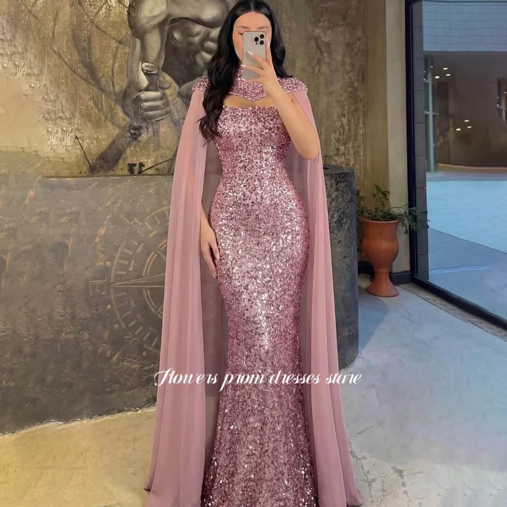 Flowers Sequined Party Dress Shiny Prom Dress with Cape Sleeve Evening Dress Glitter Formal Occasion Dress for Women Customized
Flowers Sequined Party Dress Shiny Prom Dress with Cape Sleeve Evening Dress Glitter Formal Occasion Dress for Women Customized