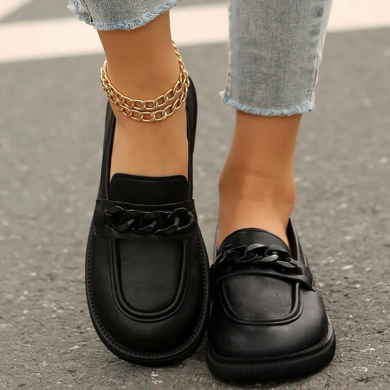2025 New Chain Decor Silver Loafers for Women Platform Leather Casual Shoes Woman Spring Summer Comfort Slip On Flats Shoes 
2025 New Chain Decor Silver Loafers for Women Platform Leather Casual Shoes Woman Spring Summer Comfort Slip On Flats Shoes