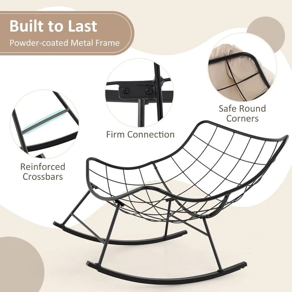 Outdoor Rocking Chair Set of 2, Indoor Oversized Egg Papasan Chair with Padded Cushion, Patio Rocker Chair w/Metal, Customized
Outdoor Rocking Chair Set of 2, Indoor Oversized Egg Papasan Chair with Padded Cushion, Patio Rocker Chair w/Metal, Customized