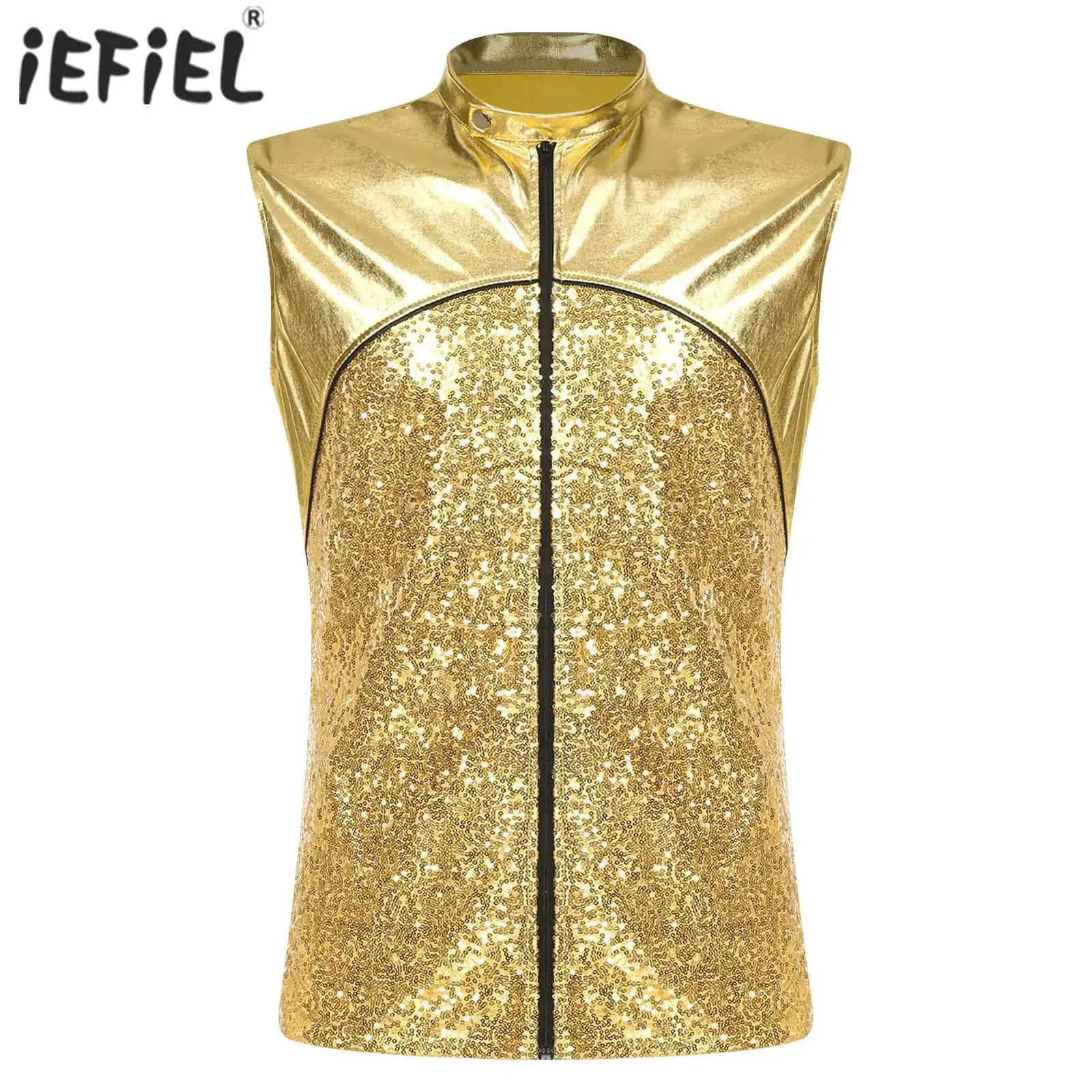 Mens Sequins Waistcoat Sleeveless Vest Jacket Metallic Patchwork Zip-up Vest for Modern Latin Jazz Dancing Stage Performance
Mens Sequins Waistcoat Sleeveless Vest Jacket Metallic Patchwork Zip-up Vest for Modern Latin Jazz Dancing Stage Performance