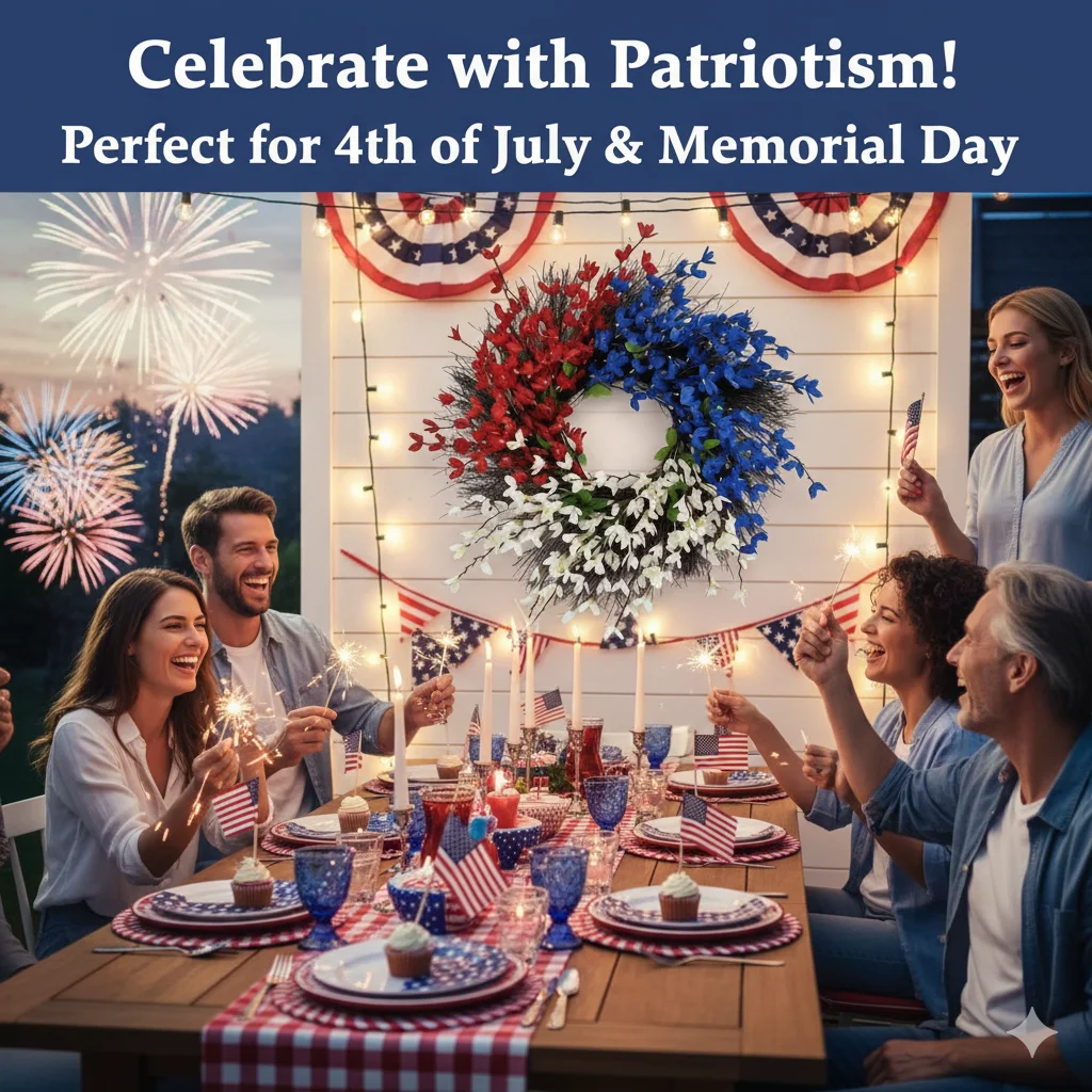 HomeDecor Large Red White Blue Forsythia Artificial Wreath Ready To Hang Patriotic Decor For 4th Of July Front Door Wall Decor
HomeDecor Large Red White Blue Forsythia Artificial Wreath Ready To Hang Patriotic Decor For 4th Of July Front Door Wall Decor