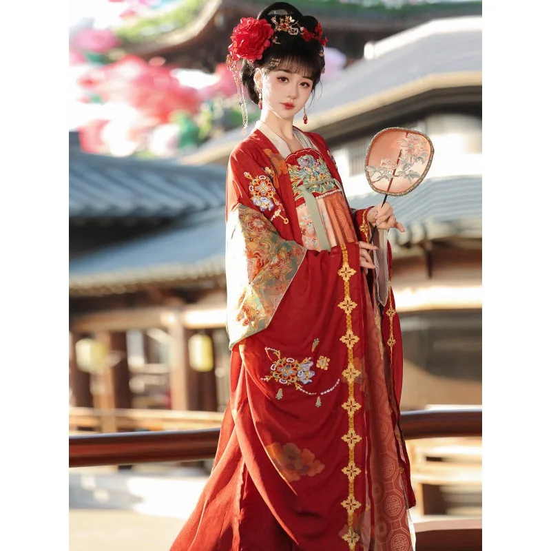 Elegant Tang-style embroidered Hanfu, orthodox chest-length skirt, light and large-sleeved shirt, girl's gentle ancient clothing
Elegant Tang-style embroidered Hanfu, orthodox chest-length skirt, light and large-sleeved shirt, girl's gentle ancient clothing