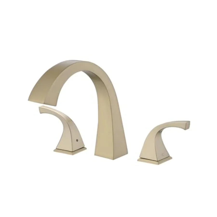 Roman tub faucet for deck mount, brass construction, brushed gold finish, 3-hole widespread design with 2 handles and high-flow
Roman tub faucet for deck mount, brass construction, brushed gold finish, 3-hole widespread design with 2 handles and high-flow