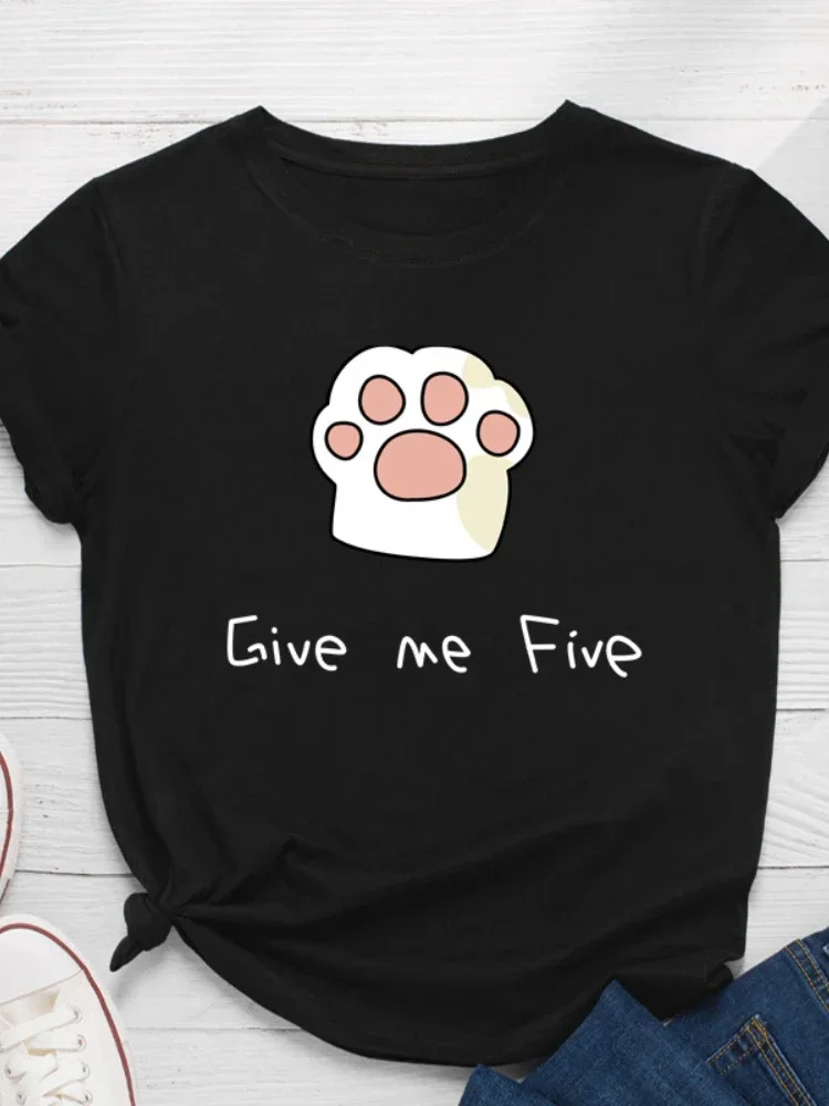 GIVE ME FIVE Cat Paw Print Women T Shirt Short Sleeve O Neck Loose Women Tshirt Ladies Tee Shirt Tops Clothes Camisetas Mujer
GIVE ME FIVE Cat Paw Print Women T Shirt Short Sleeve O Neck Loose Women Tshirt Ladies Tee Shirt Tops Clothes Camisetas Mujer