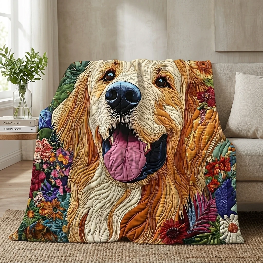 1PC Colorful Quilted Golden Retriever with Flowers Thickened Flannel Throw Blanket, Cozy Fleece Throw, Perfect Gift for Adults
1PC Colorful Quilted Golden Retriever with Flowers Thickened Flannel Throw Blanket, Cozy Fleece Throw, Perfect Gift for Adults