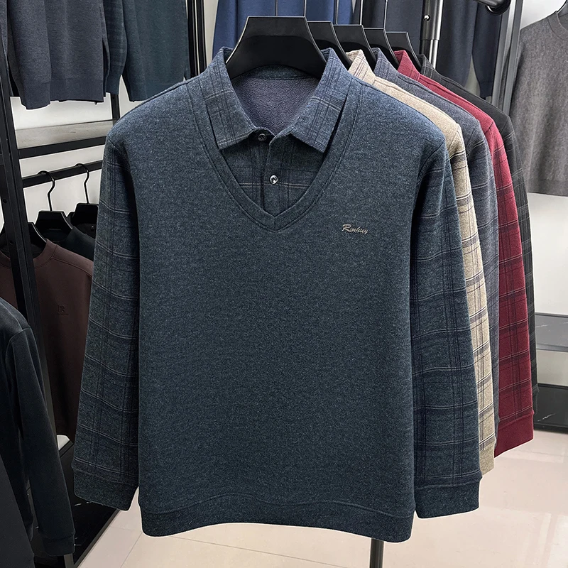 Middle-aged Men's Woolen Sweater, Dad Style, with Lining and Thickening, Warm, Fake Two-piece, Shirt Collar, Base Shirt, Sweater
Middle-aged Men's Woolen Sweater, Dad Style, with Lining and Thickening, Warm, Fake Two-piece, Shirt Collar, Base Shirt, Sweater