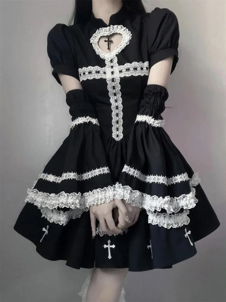 Halloween Gothic Lolita Dress Sweet Spicy Girls Fluffy Detachable Horn Sleeve Cosplay Punk Goth Black Female Dresses
Halloween Gothic Lolita Dress Sweet Spicy Girls Fluffy Detachable Horn Sleeve Cosplay Punk Goth Black Female Dresses