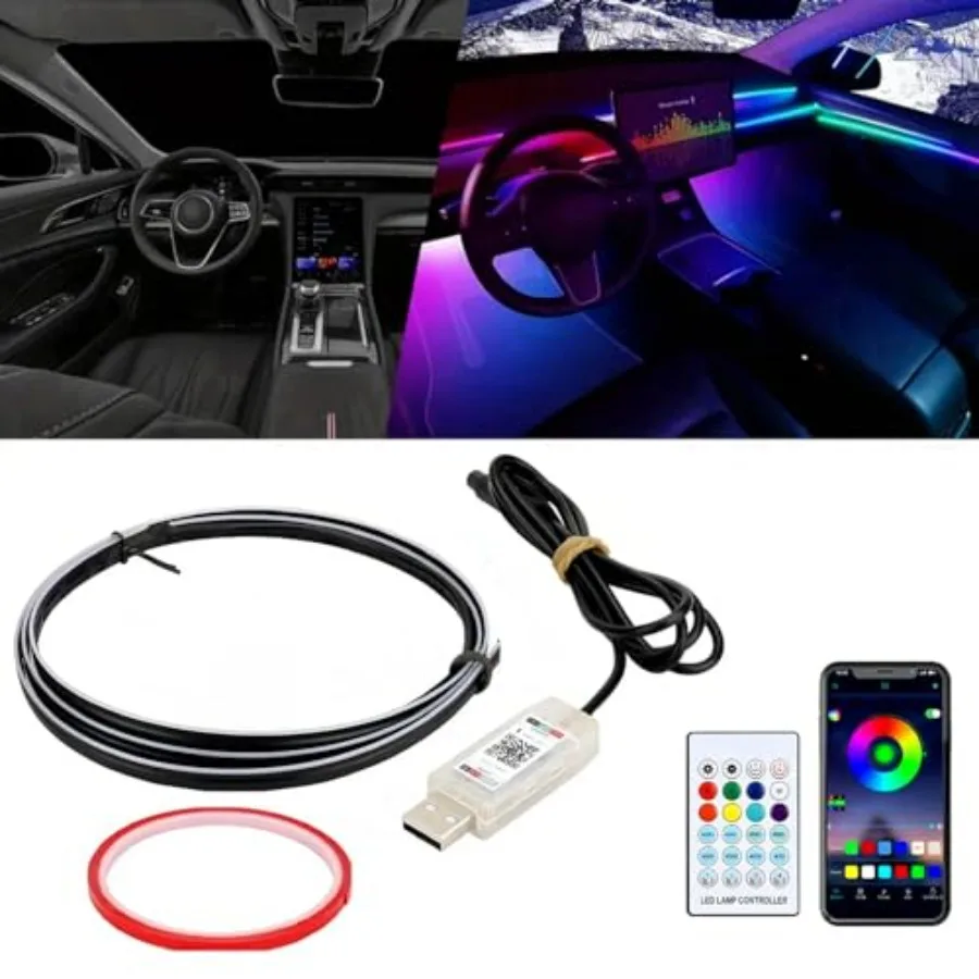 Interior Car Ambient Lighting Kit, 43.3 Inches RGB USB LED Ultrathin Acrylic Strip Lights Neon Accessories for Cars Truck SUV C
Interior Car Ambient Lighting Kit, 43.3 Inches RGB USB LED Ultrathin Acrylic Strip Lights Neon Accessories for Cars Truck SUV C