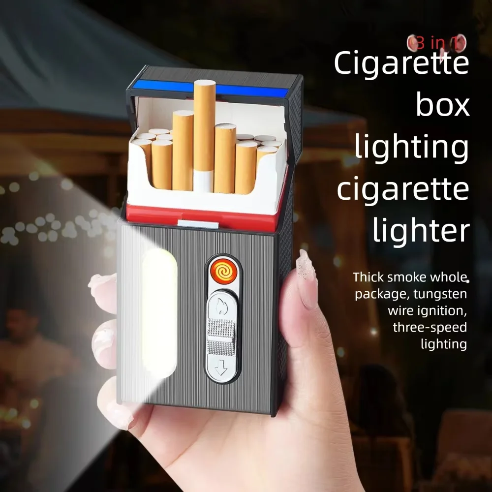 Lighting Lamp, Cigarette Box, Charging Lighter, Integrated Anti Pressure and Moisture-proof 20 Pack Cigarette Storage Box
Lighting Lamp, Cigarette Box, Charging Lighter, Integrated Anti Pressure and Moisture-proof 20 Pack Cigarette Storage Box