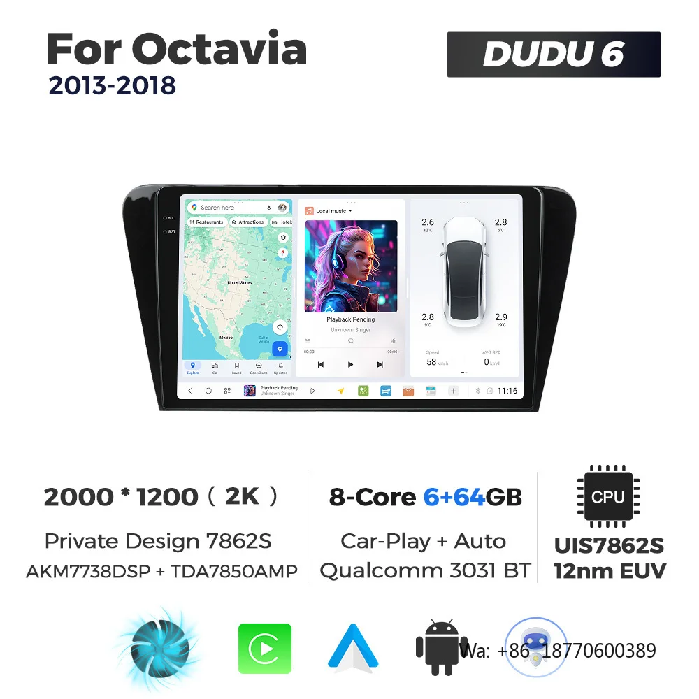 MEKEDE Android Car Multimedia Radio Car Stereo AutoRadio DUDU7 GPS Navigation Car-play Head Unit for Skoda Octavia 2013-2018
MEKEDE Android Car Multimedia Radio Car Stereo AutoRadio DUDU7 GPS Navigation Car-play Head Unit for Skoda Octavia 2013-2018
