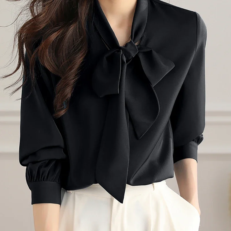 Women Elegant Solid Chiffon Shirts For Women Long Sleeve All-match Bow Blouses Vintage Basic Tops Femme Fashion New
Women Elegant Solid Chiffon Shirts For Women Long Sleeve All-match Bow Blouses Vintage Basic Tops Femme Fashion New