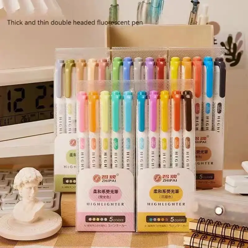 5 Colors/Box Double Headed Highlighter Pen Set Fluorescent Markers Highlighters Pens Art Marker Japanese Cute Kawaii Stationery
5 Colors/Box Double Headed Highlighter Pen Set Fluorescent Markers Highlighters Pens Art Marker Japanese Cute Kawaii Stationery