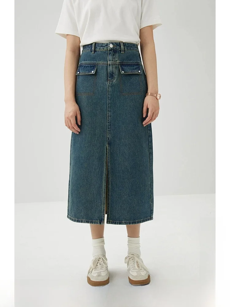 High Waist Straight Leg mid Length Denim Skirt Women's Vintage Washed Blue Jeans Skirts A-Line Cotton Skirts 24ZQ91064
High Waist Straight Leg mid Length Denim Skirt Women's Vintage Washed Blue Jeans Skirts A-Line Cotton Skirts 24ZQ91064