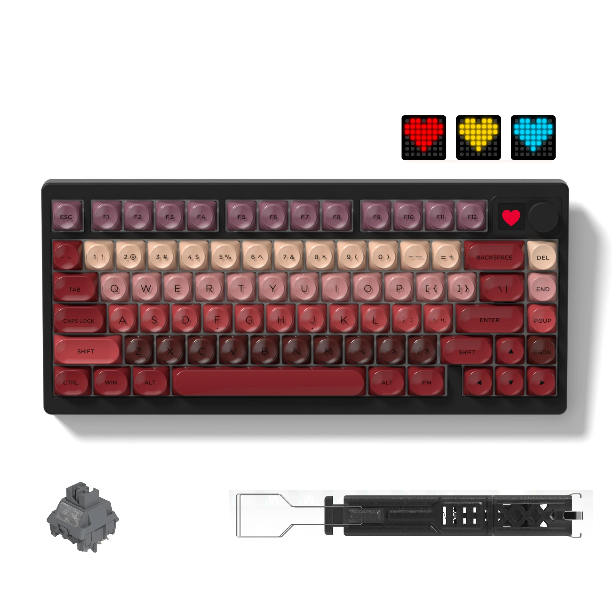 Womier Red MT75 75% Wireless Gamer Mechanical Keyboard 3 Mode Bluetooth/2.4G Hot Swappable RGB Backlit 8000mAh Gaming Keyboard
Womier Red MT75 75% Wireless Gamer Mechanical Keyboard 3 Mode Bluetooth/2.4G Hot Swappable RGB Backlit 8000mAh Gaming Keyboard