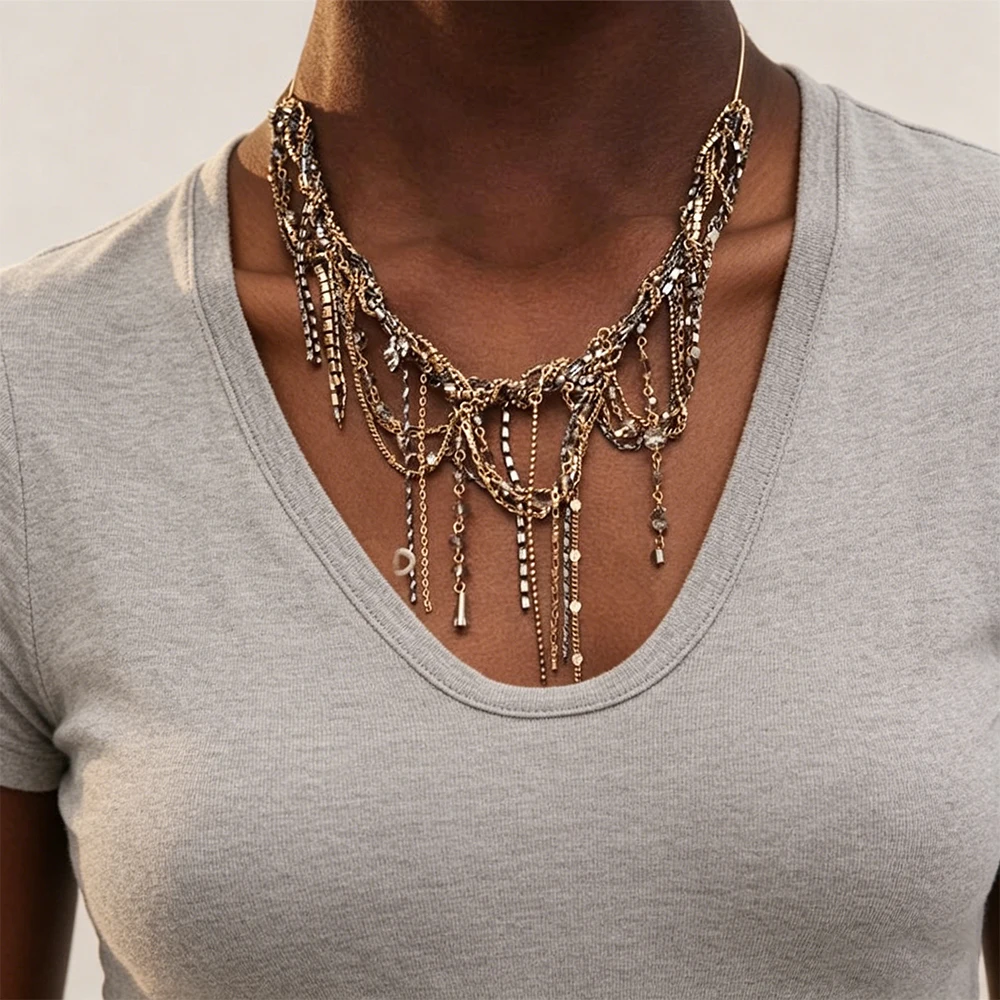 2026 New Handmade Metal Crystal Tassel Necklaces for Women Fashion Wedding Party Evening Jewelry Neck Accessories
2026 New Handmade Metal Crystal Tassel Necklaces for Women Fashion Wedding Party Evening Jewelry Neck Accessories