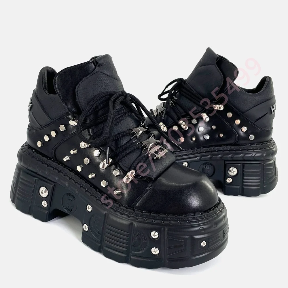 2026 New Black Punk Studded Platform Ankle Boots for Women Gothic Rock Style Chunky Heel Lace-Up Fashion Combat Shoes
2026 New Black Punk Studded Platform Ankle Boots for Women Gothic Rock Style Chunky Heel Lace-Up Fashion Combat Shoes